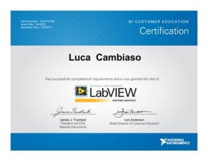 Diploma Certified LabVIEW Architect di Luca Cambiaso